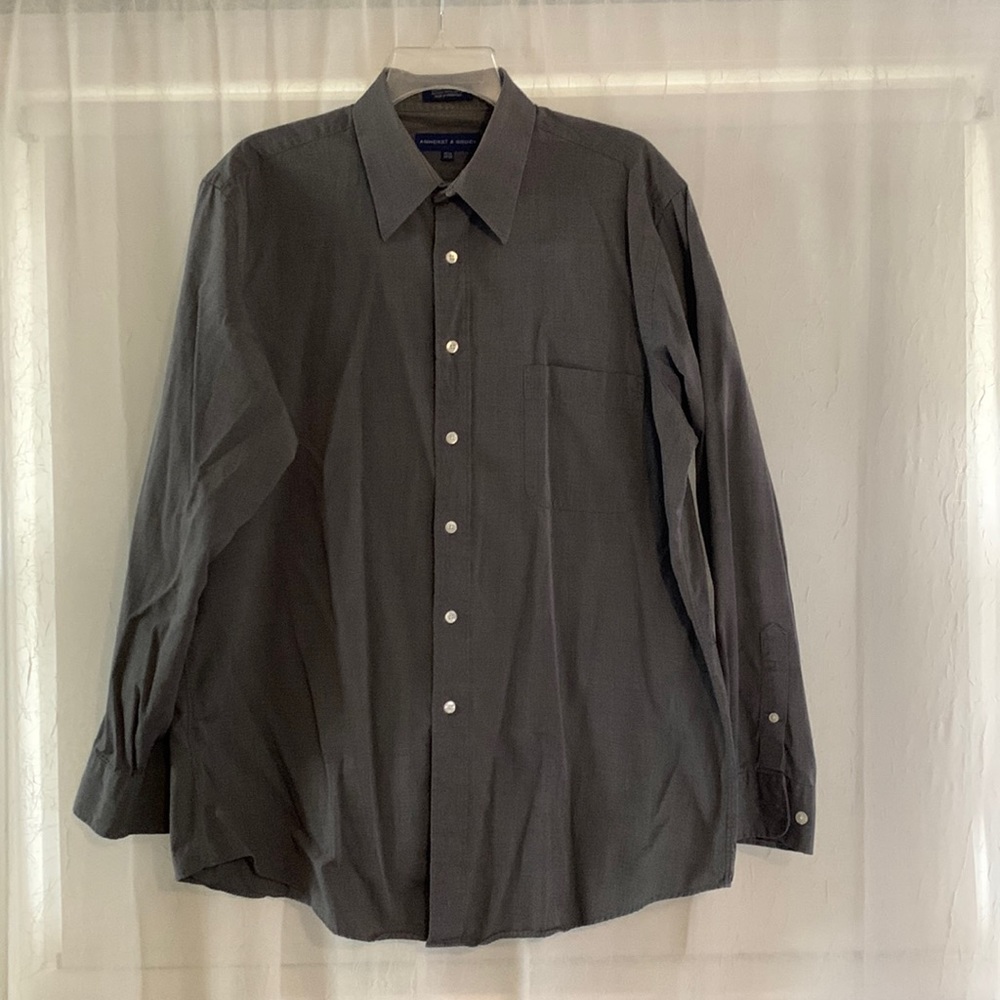 100% cotton dark gray dress shirt, size 16 1/2, 34/35